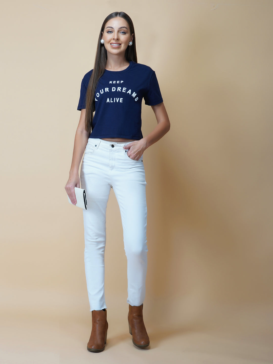 Blue Color Quote T-Shirt For Women "KEEP YOUR DREAMS ALIVE"