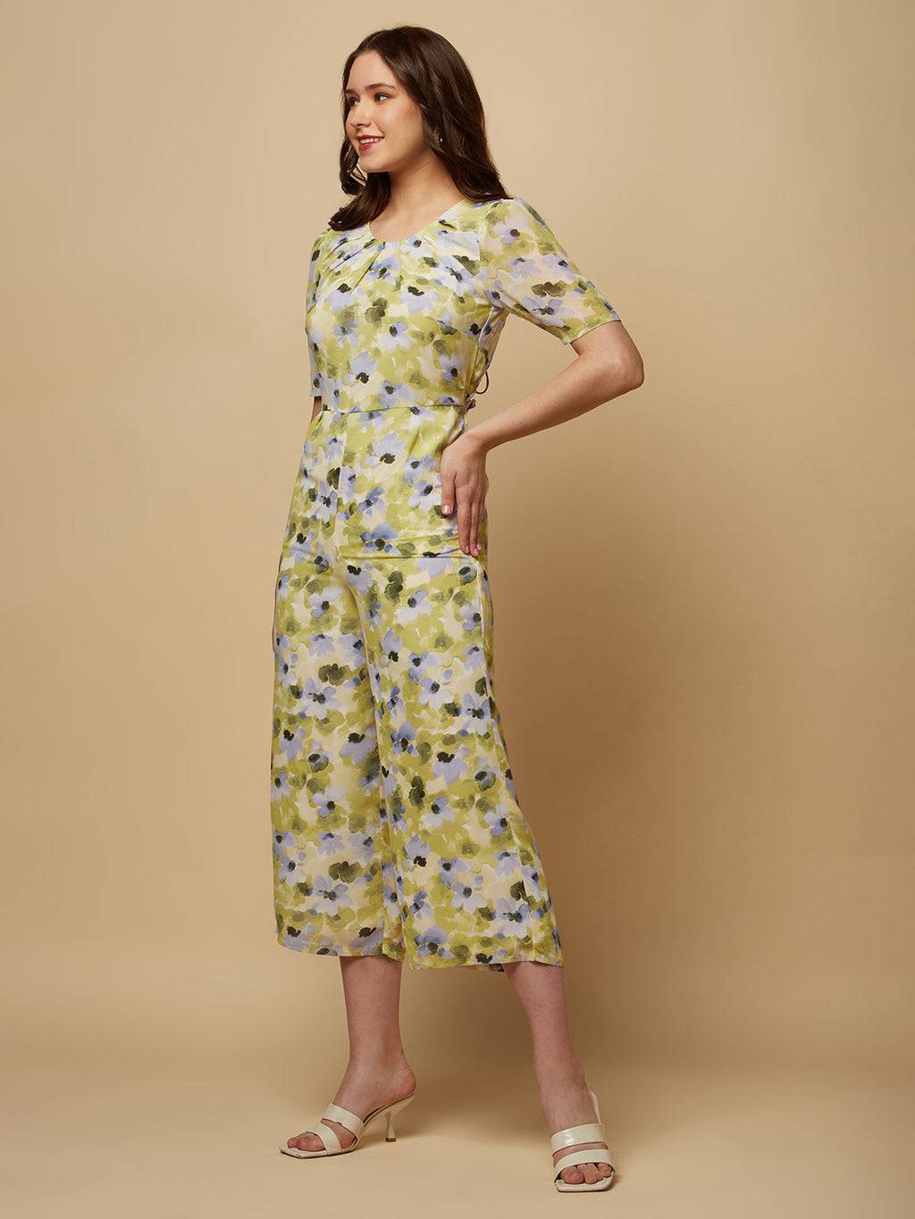 Zip Closure At Side  | Drawstring at Back Cut | Lining Attached   Available in a range of sizes, our Green Printed Women Jumpsuit With Back Waist Cut and Draw String is perfect for any woman who wants to feel confident and stylish. Order yours today and experience the perfect combination of style and comfort!