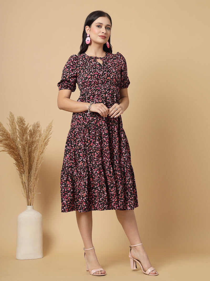 Tiered to perfection, this tier midi dress features a comfortable elasticated waist that creates a flawless fit-and-flare silhouette. Dress it up or down for effortless style.

This elegant tier dress effortlessly defines your shape, creating a feminine silhouette that's perfect for any occasion.