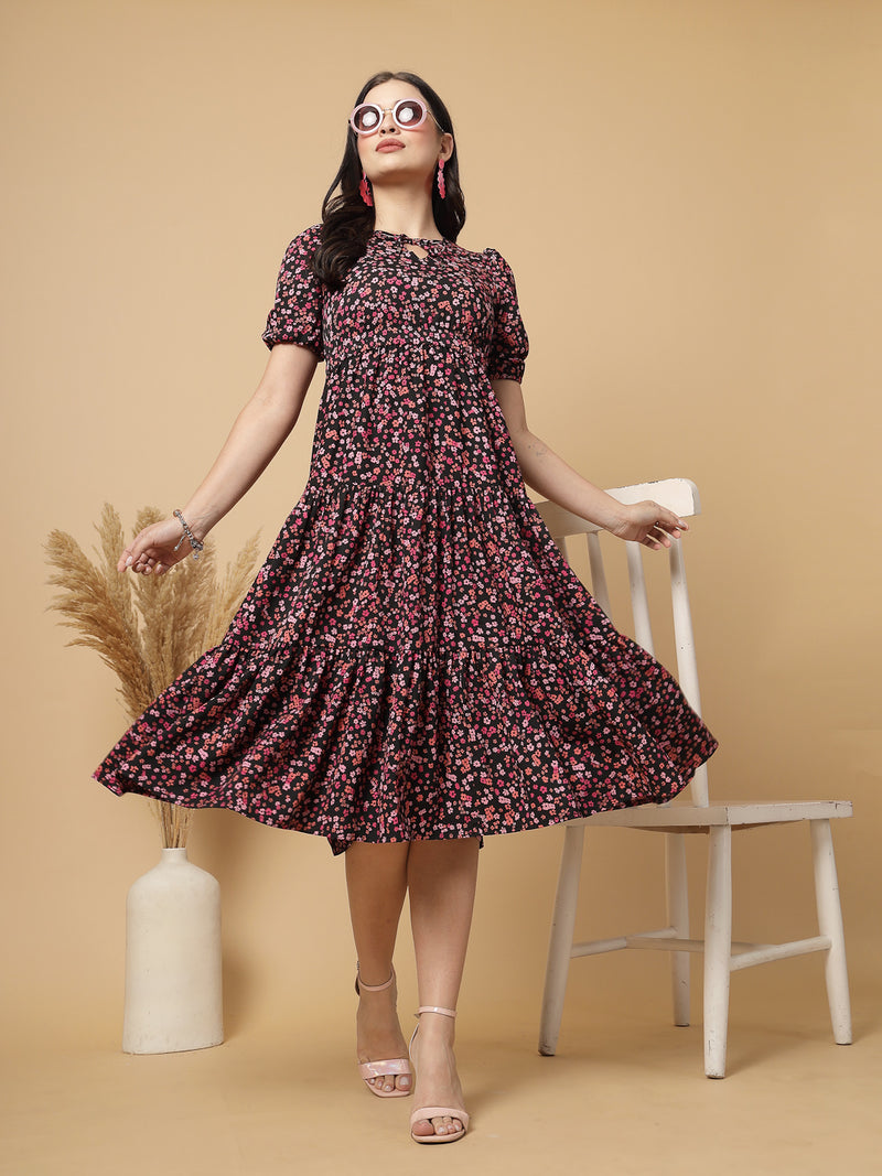 Tiered to perfection, this tier midi dress features a comfortable elasticated waist that creates a flawless fit-and-flare silhouette. Dress it up or down for effortless style.

This elegant tier dress effortlessly defines your shape, creating a feminine silhouette that's perfect for any occasion.