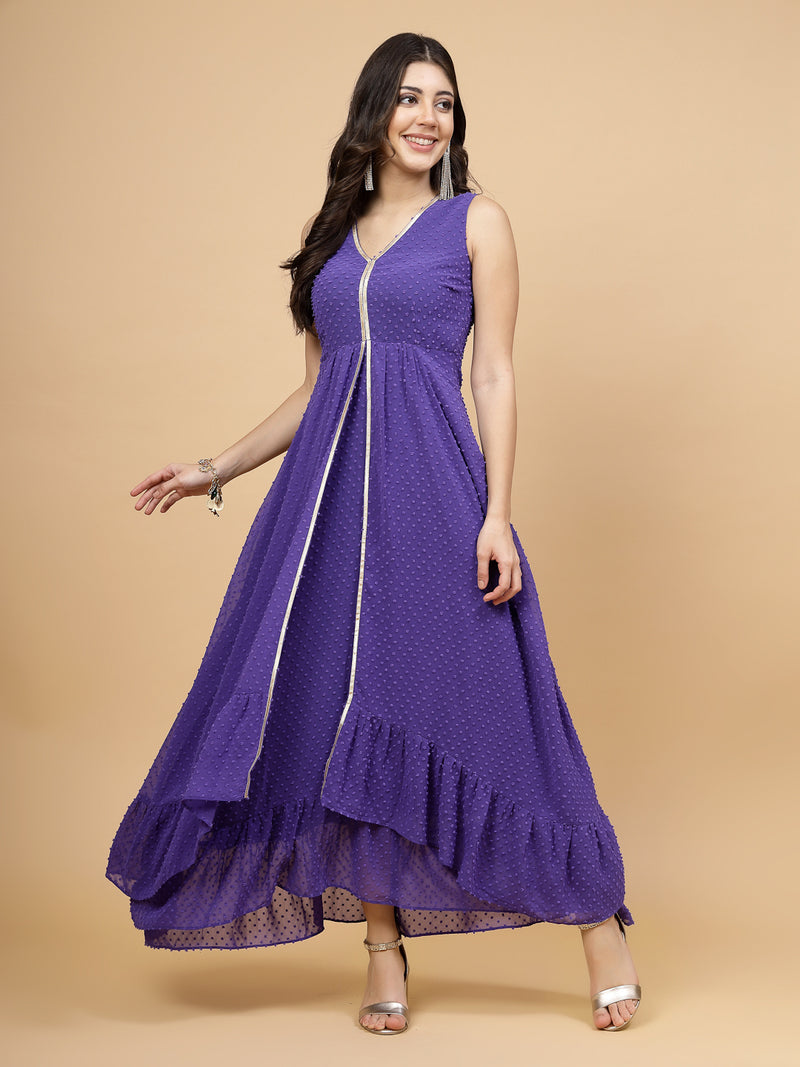 High Low Traditional Maxi Dresses Blue is a trendy and comfortable dress for women. Tailored with V-neck and high low pattern. Finished with a zip closure. It comes with a attached lining.