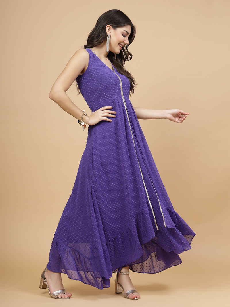 High Low Traditional Maxi Dresses Blue is a trendy and comfortable dress for women. Tailored with V-neck and high low pattern. Finished with a zip closure. It comes with a attached lining.