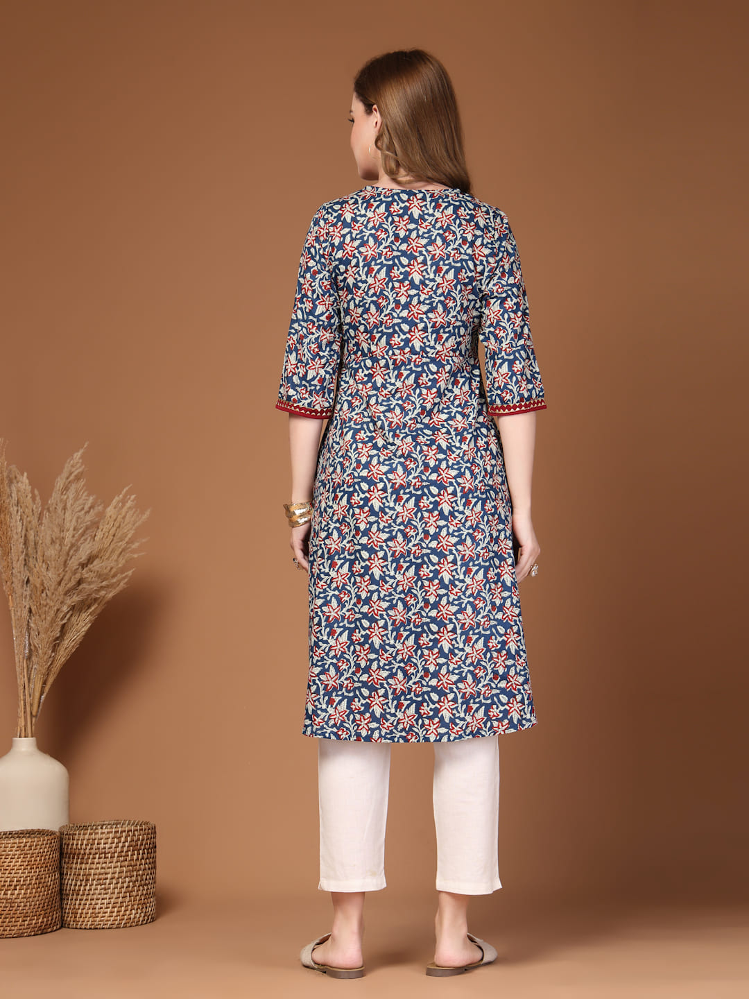 Comfortable cotton kurti for women casual ethnic wear back view 