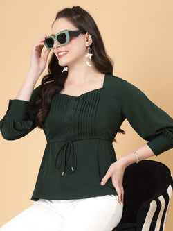 Effortlessly chic. Work-ready. This solid blouse with pintuck detail adds a touch of polish to your Formal outfit.&nbsp;Cuffed sleeves, drawstring waist, and pintuck charm. Dress it up or down this blouse does it all.


Solid color, pintuck detail, and a touch of cinch. Your new Formal blouse For Work.