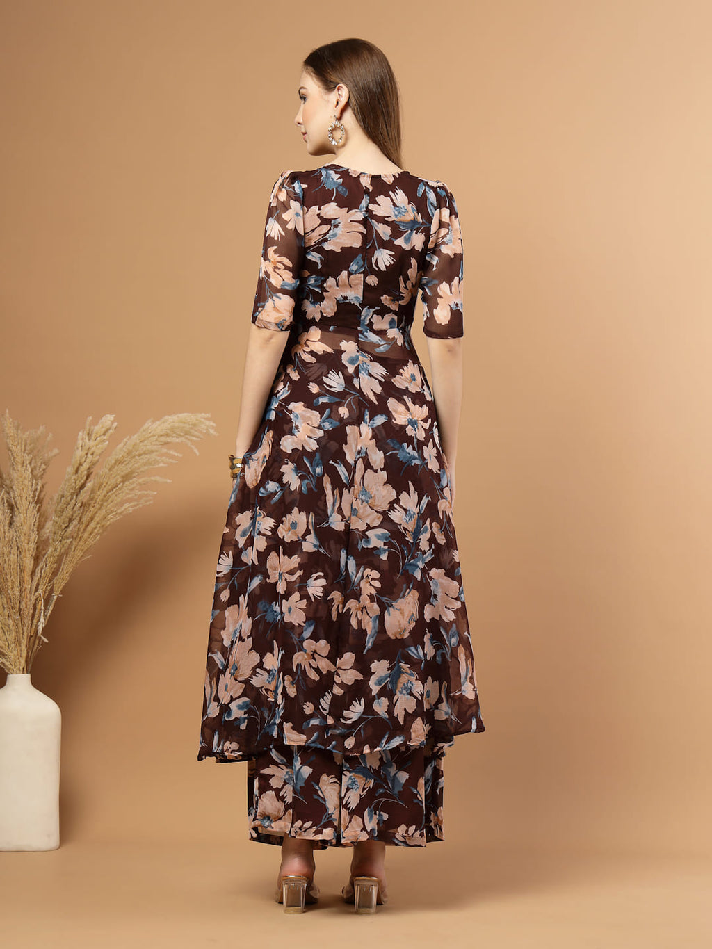 Party Wear Long Kurti Set With Flared Pants- Festive & Wedding Wear