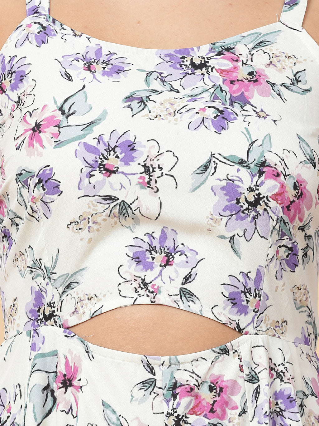 This stunning and playful floral print jumpsuit for women & girls with a stylish cut at the waist is what your wardrobe just needs ! Complete your look with a pair of heels and a sling.   Colour : Multi   Print : Floral Print  Material : Crepe  Sleeve : Sleeveless  Zip Closure at Back   