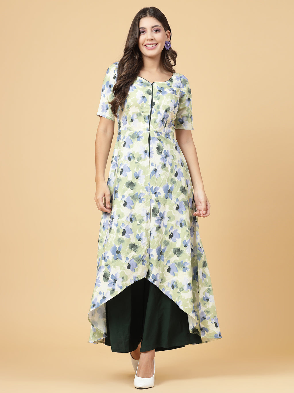 Make a stylish statement by this all time favourite jumpsuit for women, whether its official meetings or family gatherings, this will surly turn heads.  Zip Closure at Back | Fabric Crepe | Lining attached