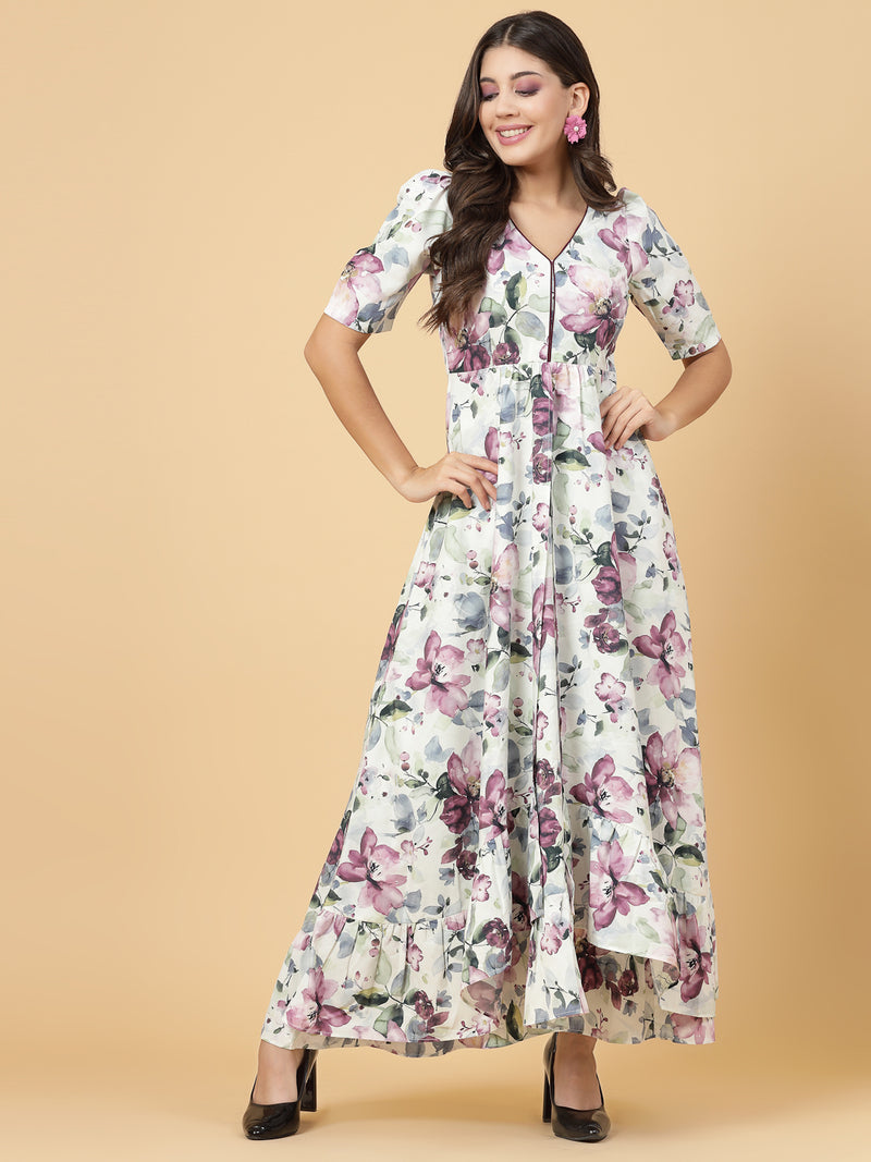 High low traditional Dresses for women & girls .  Tailored With Short Sleeve & 'V' Neck, has a high low double layer pattern at front.  Finished with a zip Closure at back for easy slip in.