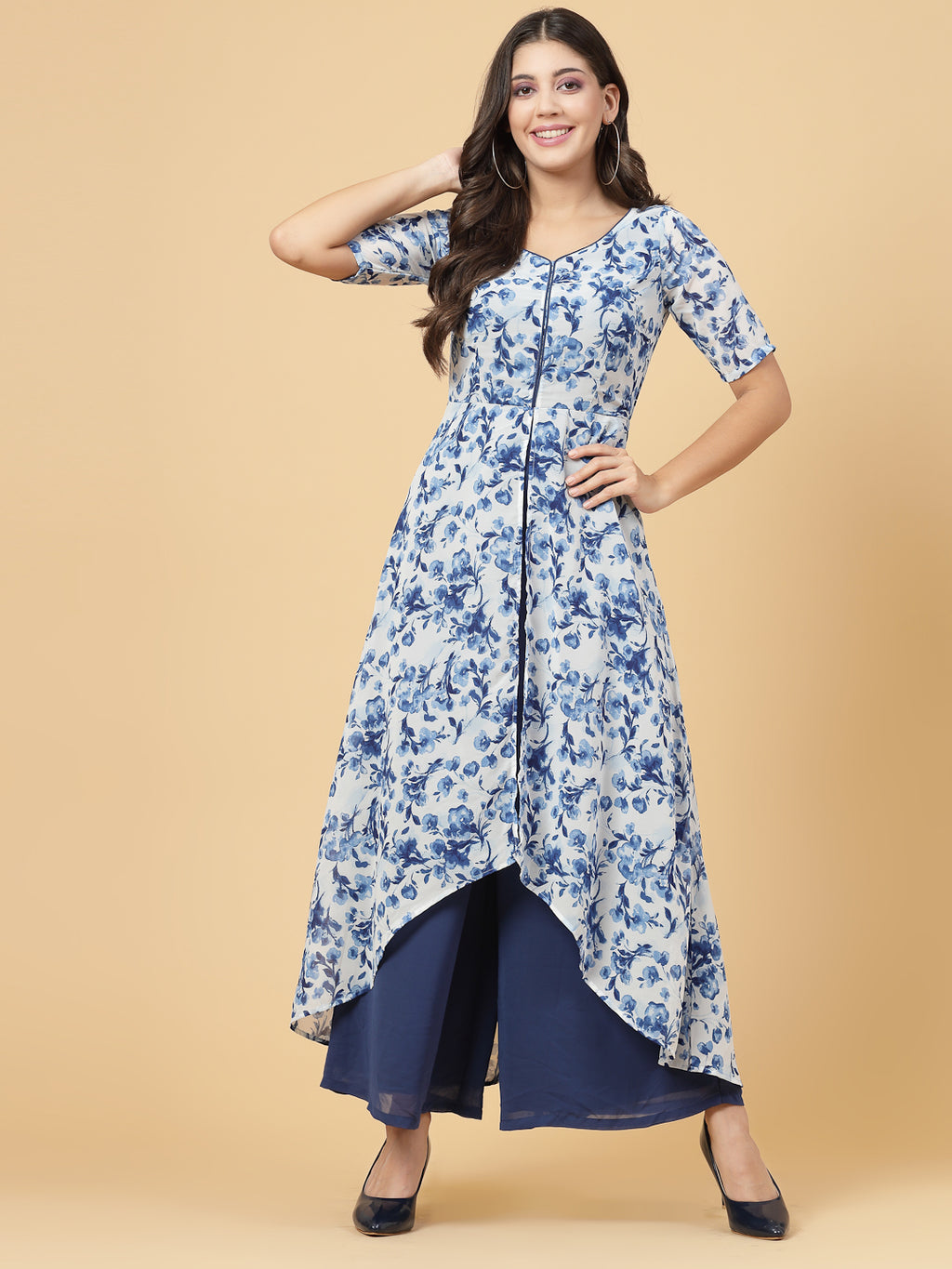 Make a stylish statement by this all time favourite jumpsuit for women, whether its official meetings or family gatherings, this will surly turn heads.  Zip Closure at Back | Fabric Crepe | Lining attached