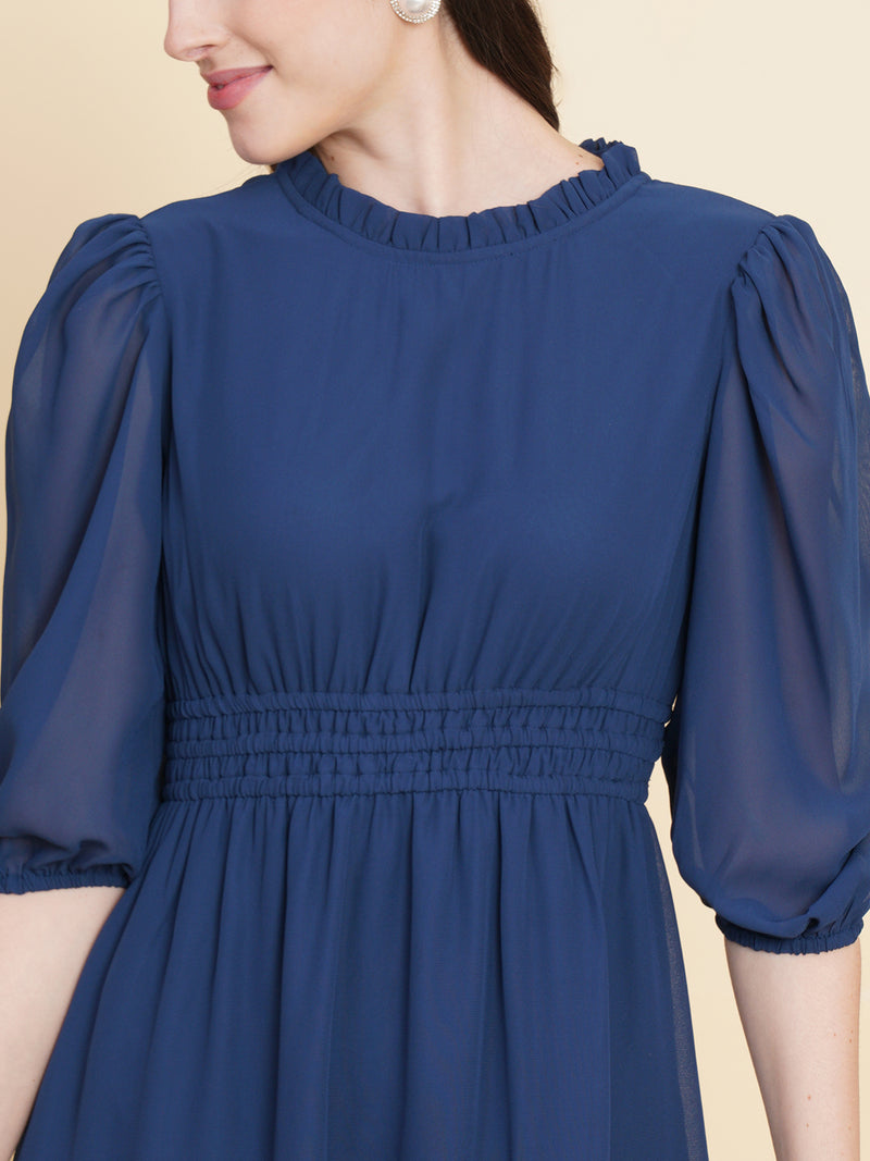 Step into style and embrace your femininity with our stunning blue short dress for women!  Featuring a ruched waist and a playful ruffled hem, this dress effortlessly combines elegance and flirtiness. It's the perfect choice for any occasion, whether it's a brunch date or a night out on the town.