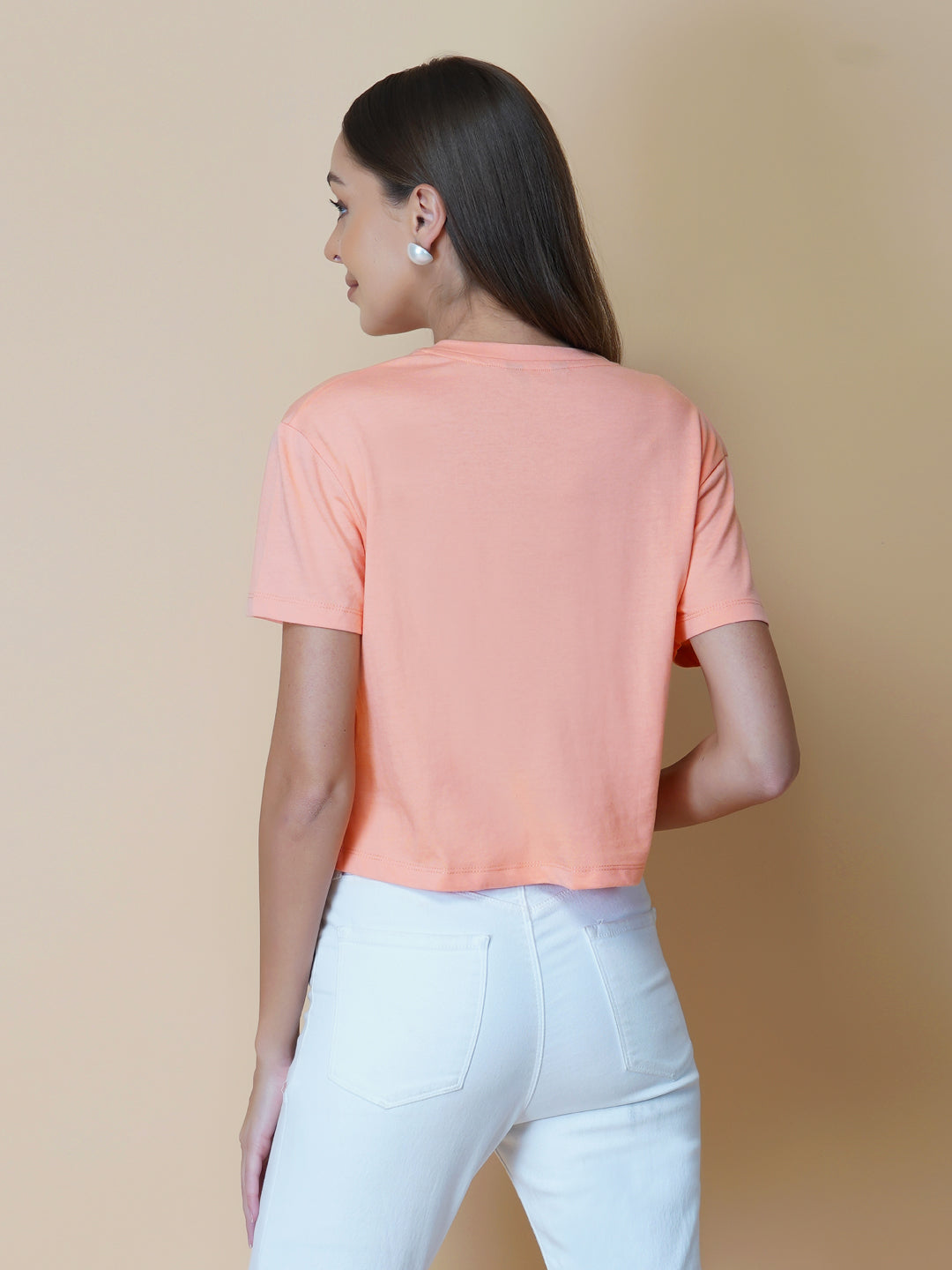 Peach color Quote T-Shirt For Women