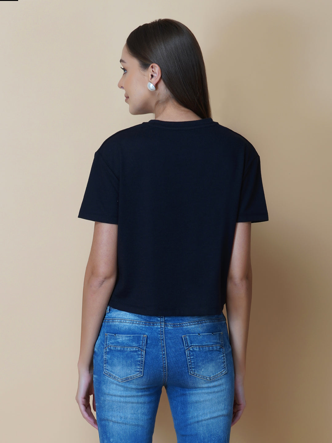 The Quote T shirt for women in black color is a stylish and comfortable piece of clothing designed for the modern woman. The shirt features a simple yet impactful quote printed in bold white letters on the front. The black color of the shirt is versatile and easy to pair with different outfits, making it a great addition to any wardrobe.