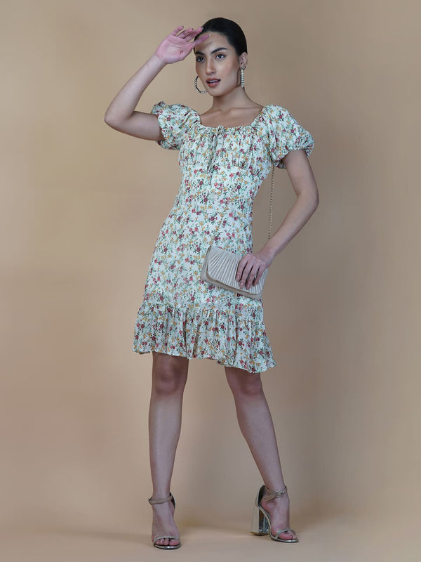 The Chiffon Printed Empire Waist Women Dress is a beautiful and elegant piece that is perfect for any special occasion. The dress features a flattering empire waist design, which accentuates the natural curves of the body, while the ruched bust adds a touch of femininity.