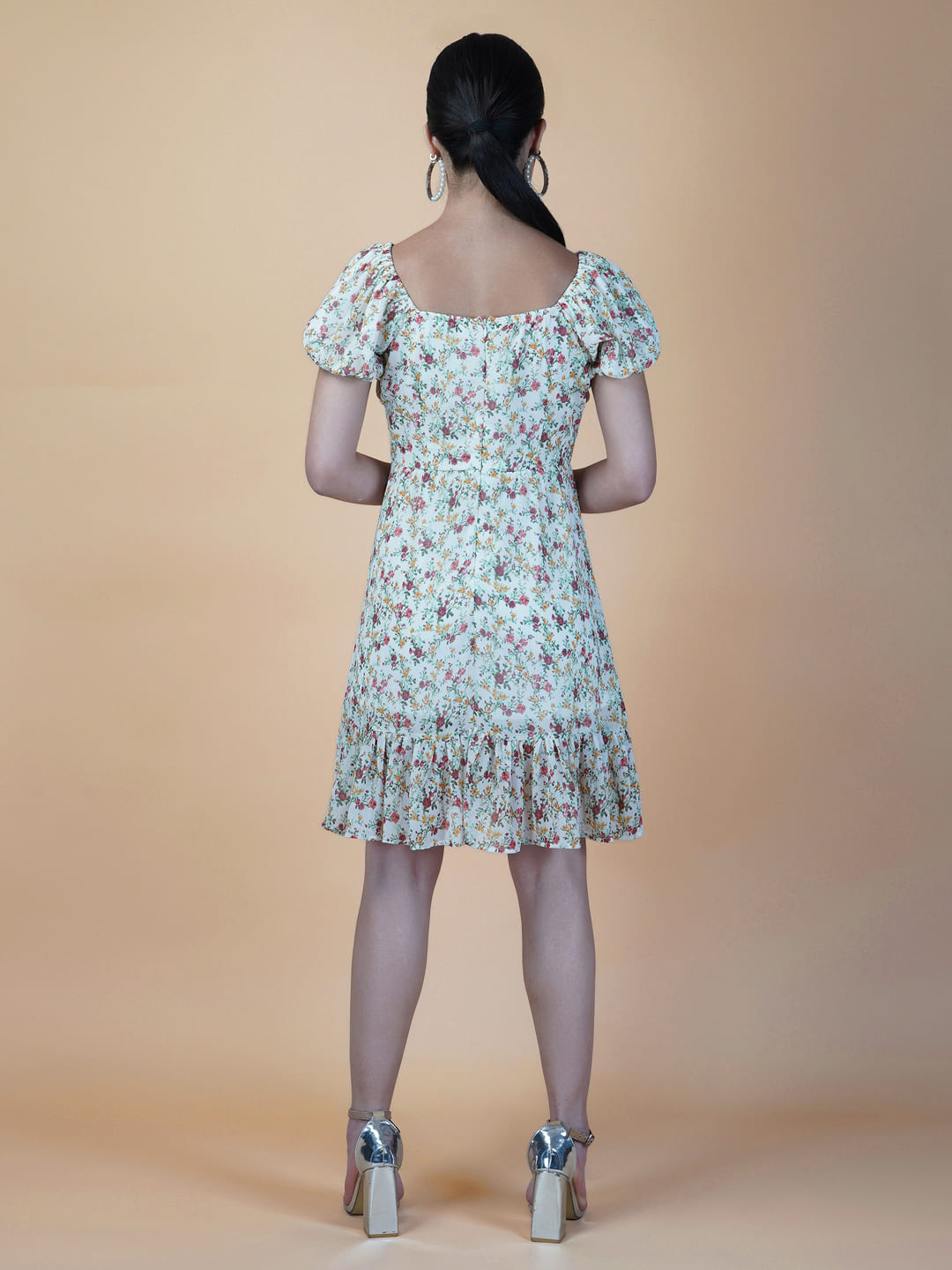 The Chiffon Printed Empire Waist Women Dress is a beautiful and elegant piece that is perfect for any special occasion. The dress features a flattering empire waist design, which accentuates the natural curves of the body, while the ruched bust adds a touch of femininity.