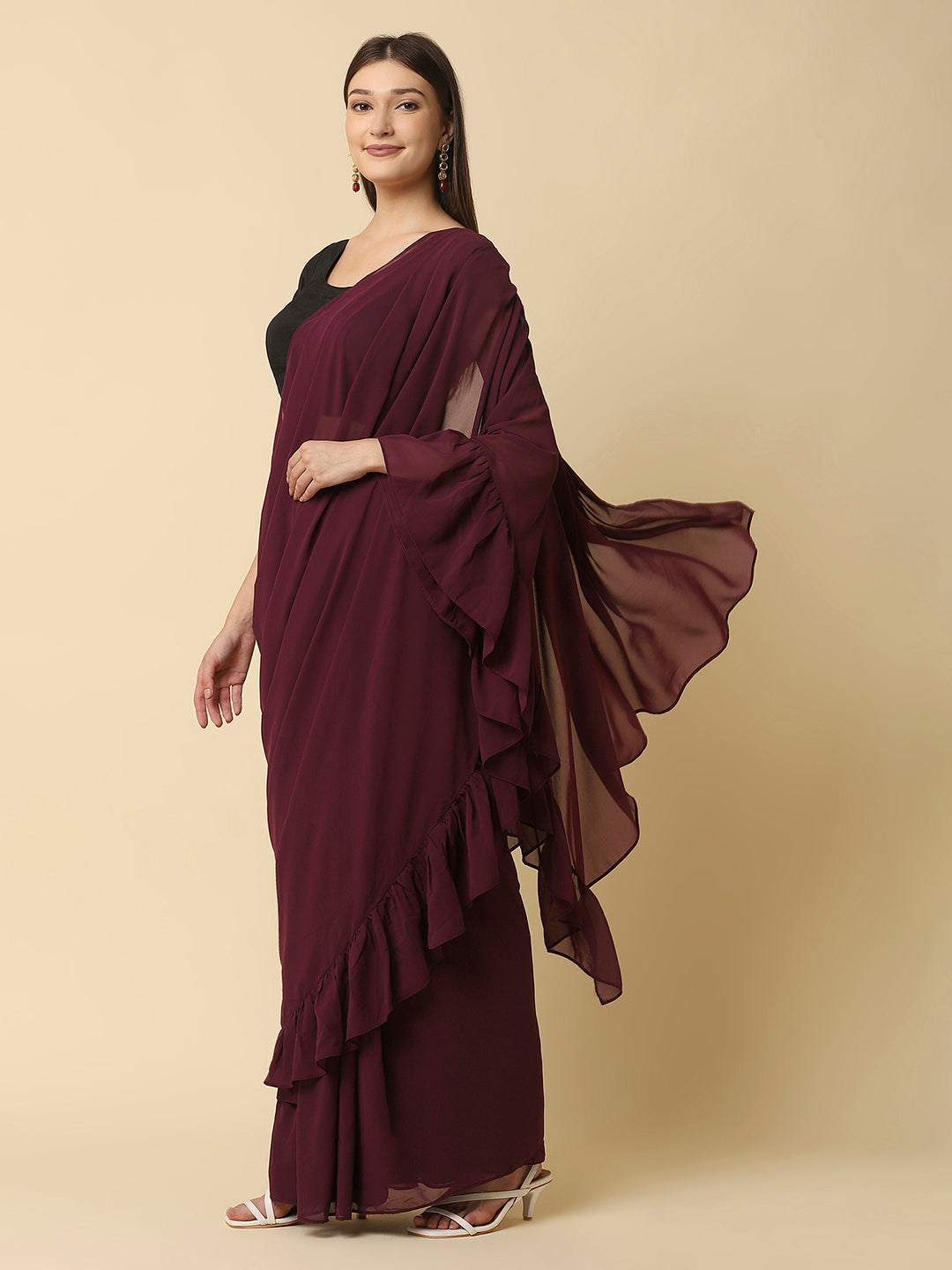 A ready-to-wear saree skirt, also known as a pre-stitched saree or a saree gown, is a modern take on the traditional Indian attire - the saree. The concept of a ready-to-wear saree skirt was introduced to make it easier for women to drape a saree without going through the hassle of pleating and tucking.