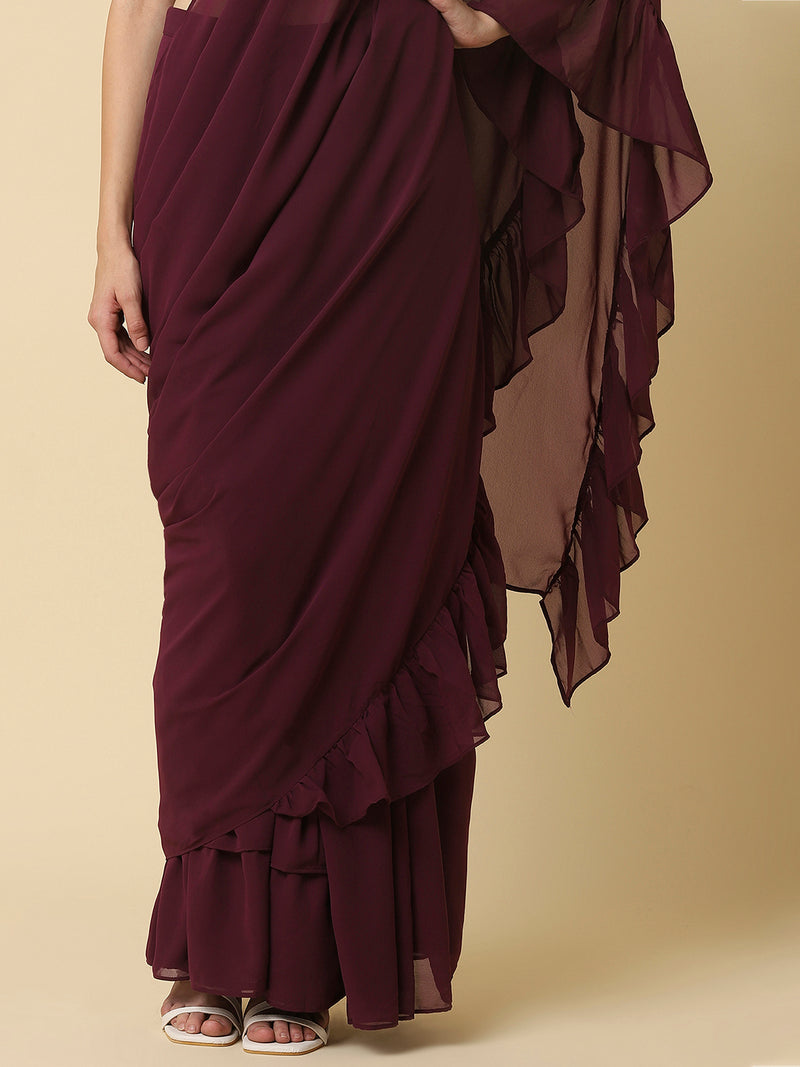 Women Ready to Wear Georgette Soild Sari – Raassio