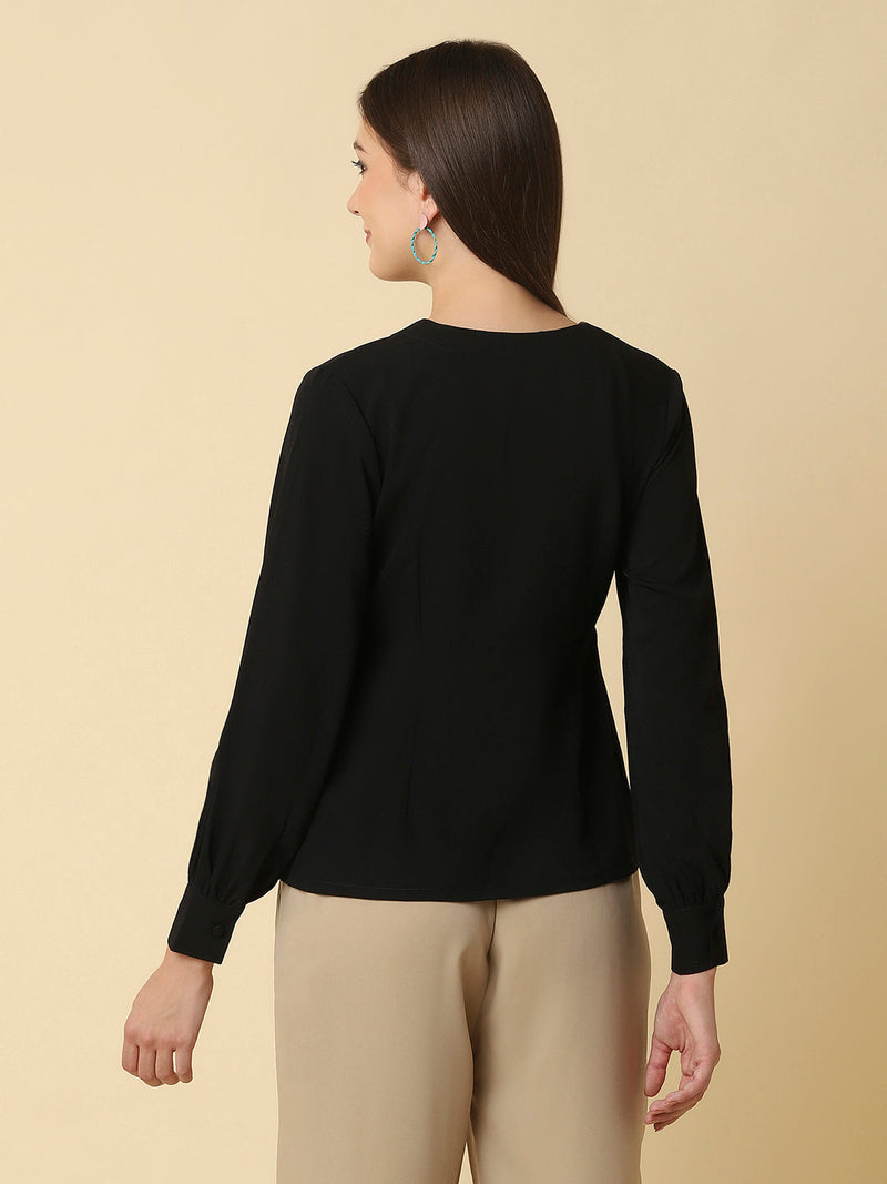 Black Color Women Top With Full Sleeve