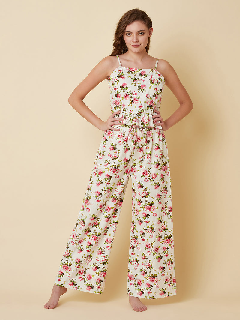 LASTINCH for All Size's Yellow Floral Printed Night Suit Set