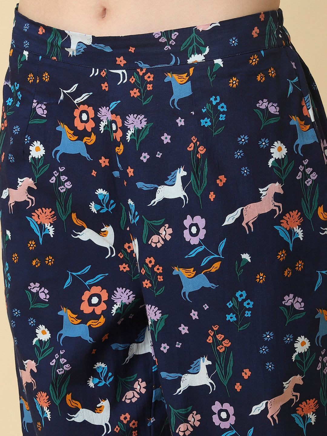 Blue printed cotton night suit for women is a comfortable and stylish sleepwear option that is perfect for warm summer nights or for lounging around the house. The night suit consists of a top and a bottom, both made of lightweight and breathable cotton fabric that ensures a comfortable and relaxed fit.