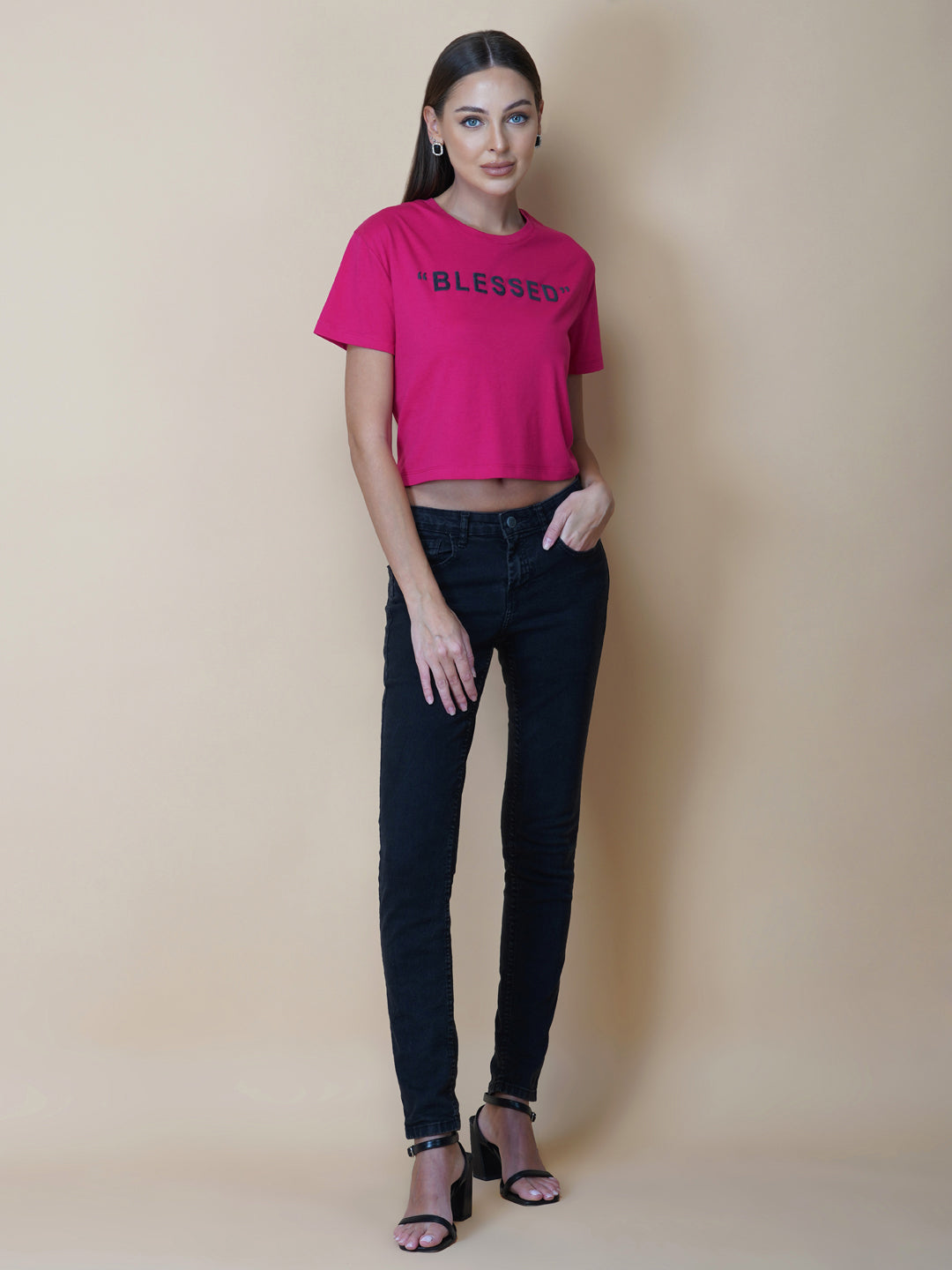 The Pink Color Quote T-Shirt for Women is a trendy and stylish addition to any wardrobe. Made from soft, breathable cotton fabric, this T-shirt is perfect for hot weather and provides excellent comfort and flexibility. The material is lightweight and airy, which makes it an ideal choice for those looking for a comfortable, casual outfit.  The shirt features a beautiful hot pink color, which adds a touch of femininity and sophistication.