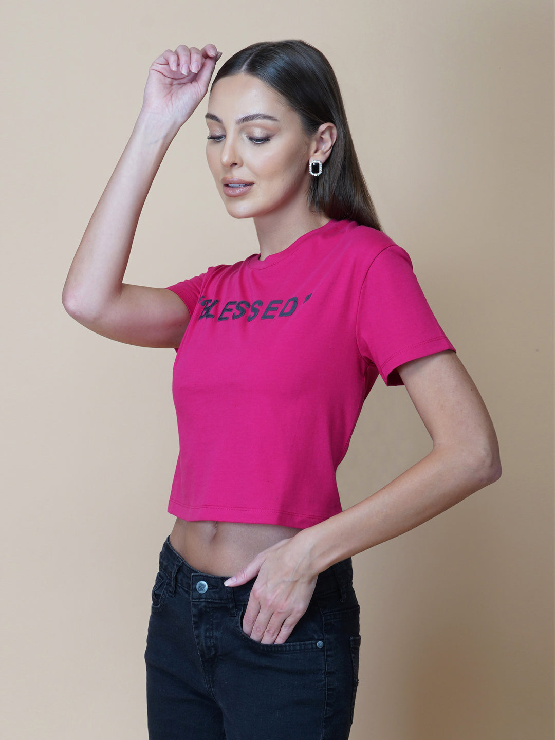 A quote T-shirt for women in pink color is the perfect addition to any fashion-conscious woman's wardrobe. Made from soft and comfortable fabric, this T-shirt is designed to provide a relaxed fit and a comfortable feel. The pink color of the shirt adds a touch of feminine charm to the overall look, making it an ideal choice for those who love to express their femininity in a subtle yet stylish way.