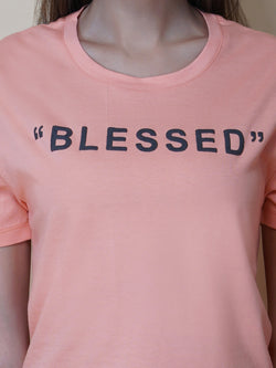 Peach color Quote T-Shirt For Women